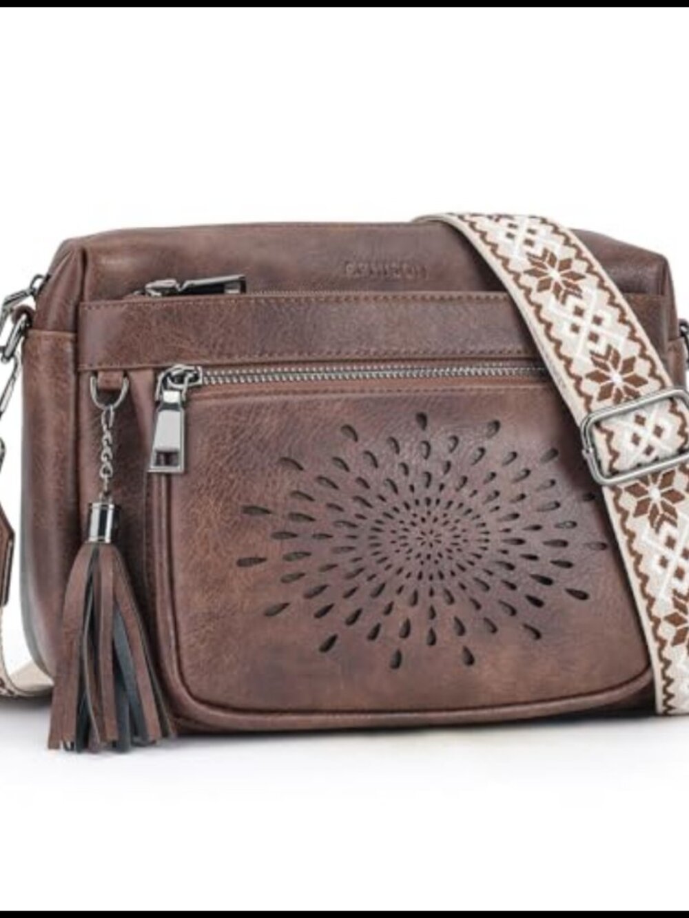 PU Leather Crossbody Bag Quilted Sunflower Adjustable Strap